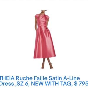 THEIA Ruche Faille Satin A-Line Dresd